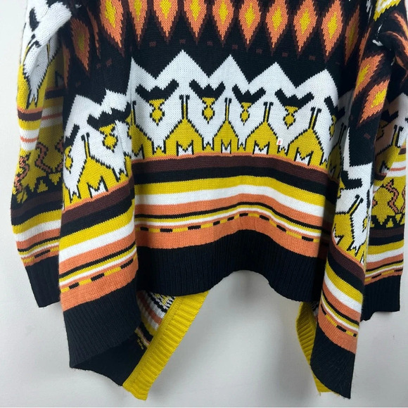 Baciano Open Knit Geometric Waterfall Cardigan Boho Southwestern Fair Isle Retro - Picture 3 of 12